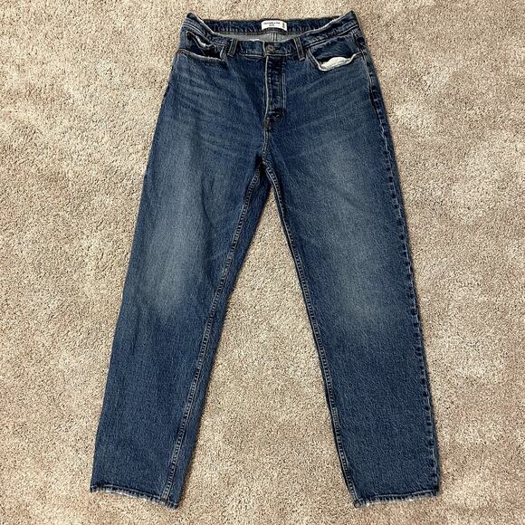 Abercrombie & Fitch The Dad Straight High rise Jeans Size 31/12 Button Fly - Picture 1 of 15